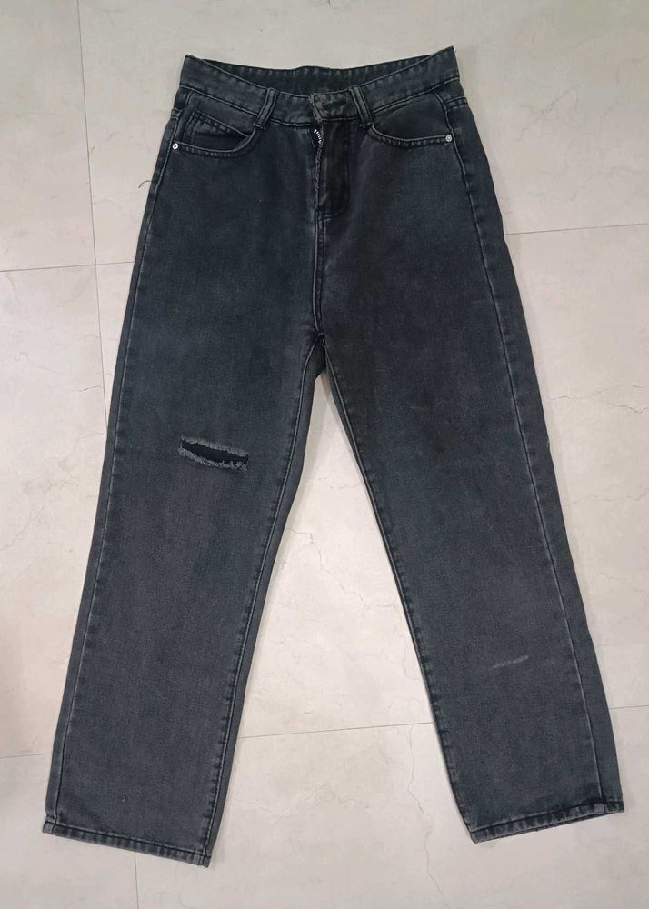 Urbanic Knee Cut Charcoal Black Jeans
