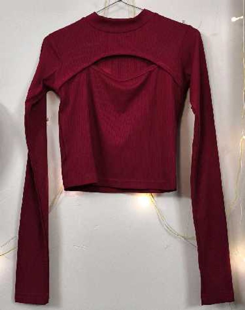 Burgundy Cutout Long Sleeve Top