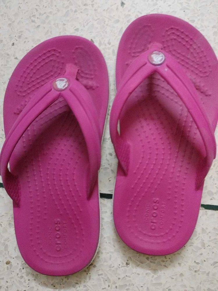 Pink Crocs Flip Flops Uk Size 8 Kids