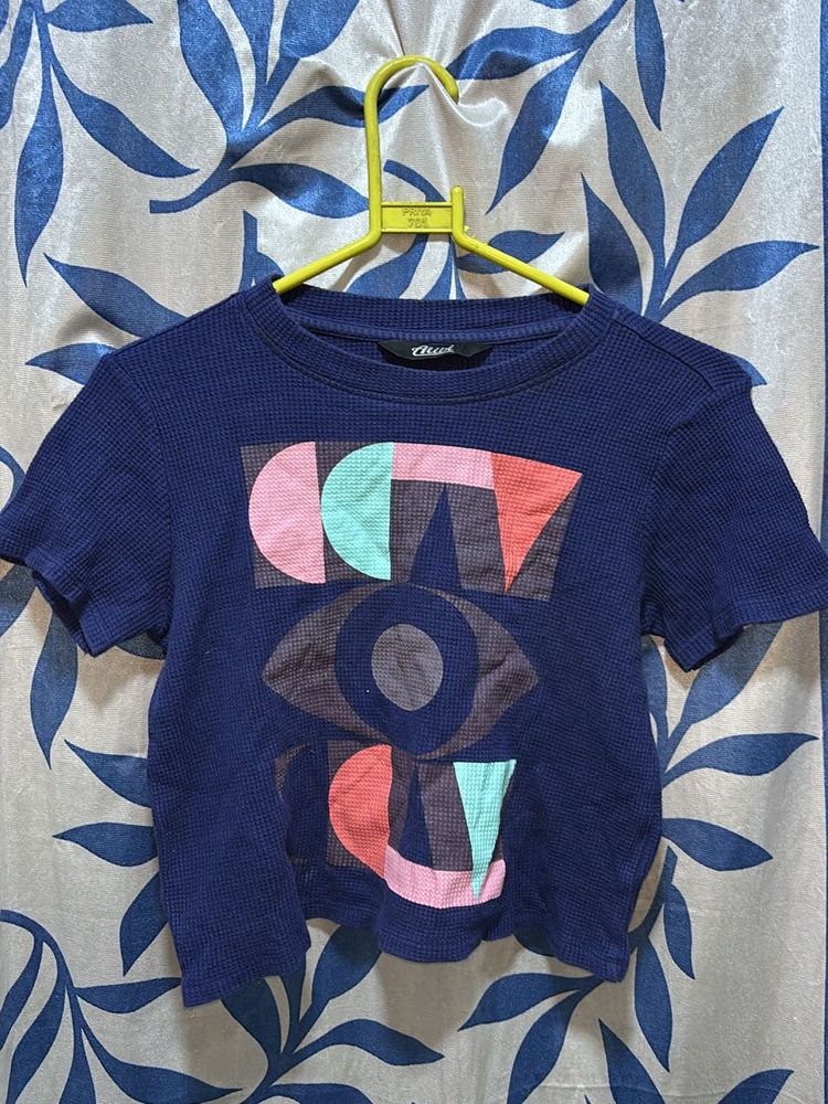 Alibi Women Blue Printed Corp Top