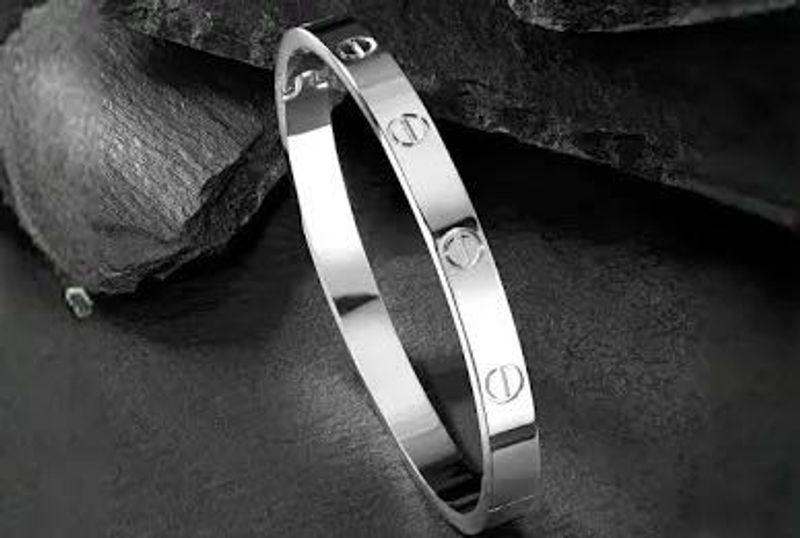 Silver And Black Bangle Bracelet