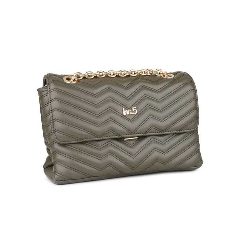 Inc.5 Textured Olive Structured Chain Sling Bag