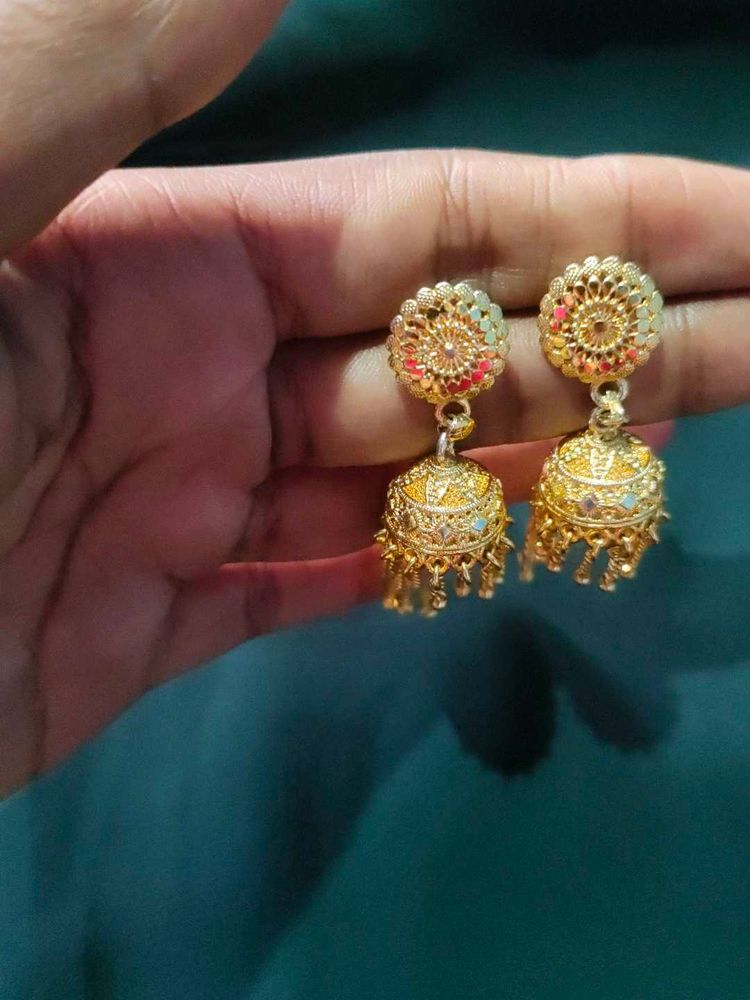 Golden Jhumka Earrings