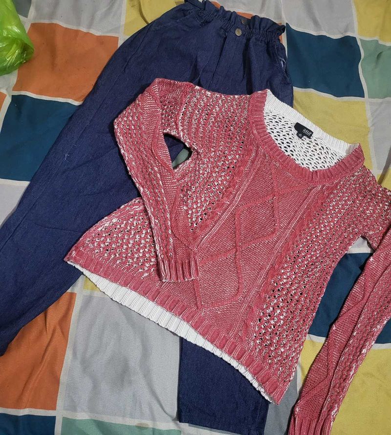 Pink Knit Sweater &amp; Jeans
