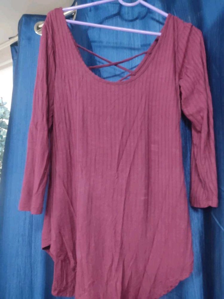 Burgundy Criss-Cross Back Top