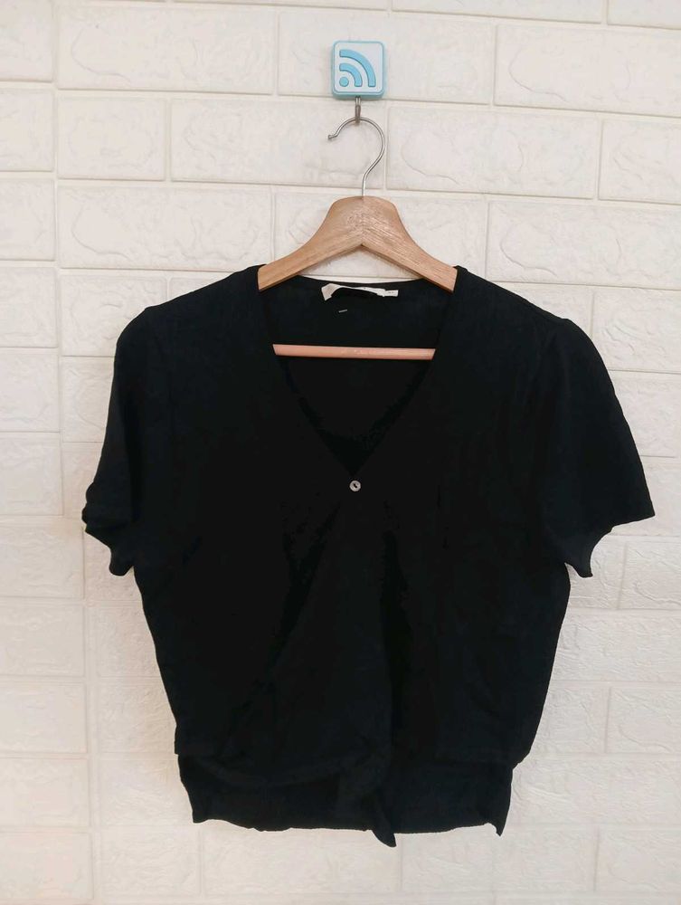 Cute Black Wrap Top