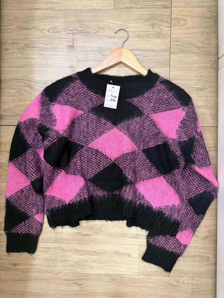 Pink Black Checkered Winter Top (FIX RATE)