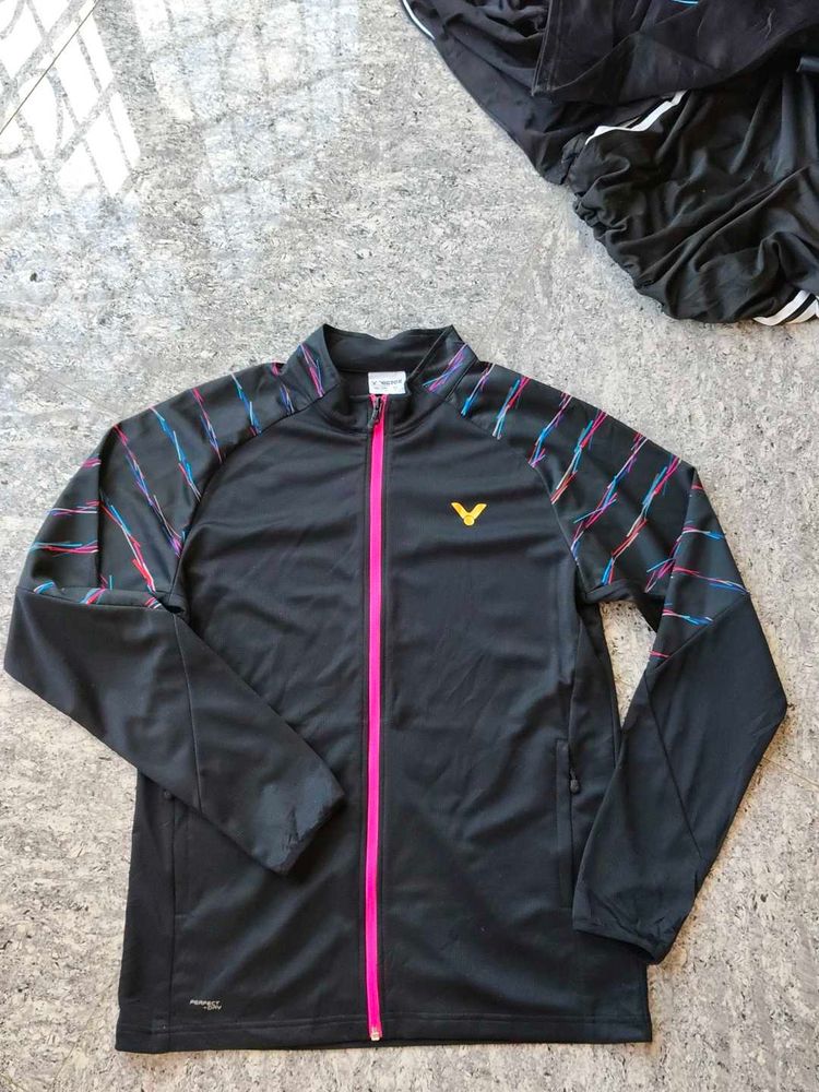 Victor Track Jacket - Black with Colorful Detail