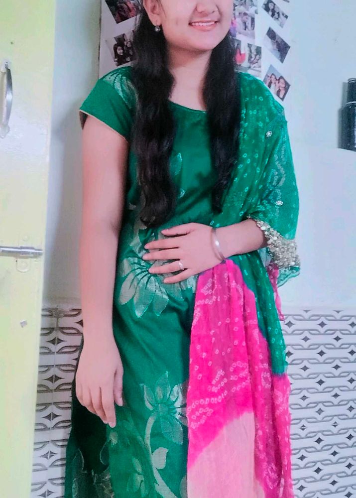 New Green Kurta With Golden Work On It