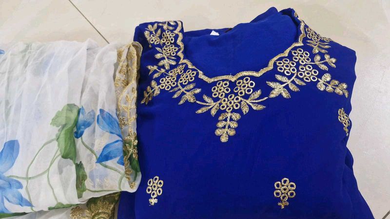 Royal Blue Embroidered Kurta Set