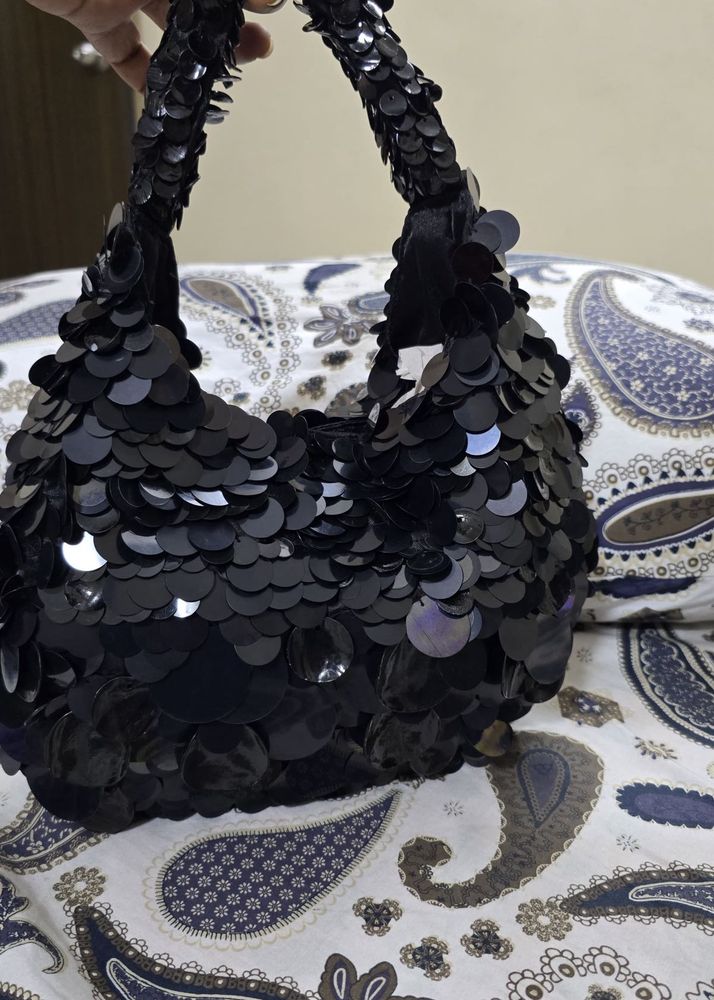 Zara Designer Party Black Handbag Sequence Lot 2