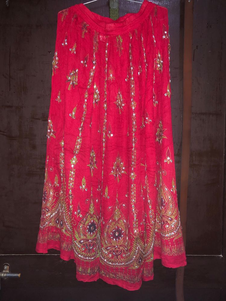 Red Long Skirt For Girls Jaipuri Skirt LENGTH 37 🤩