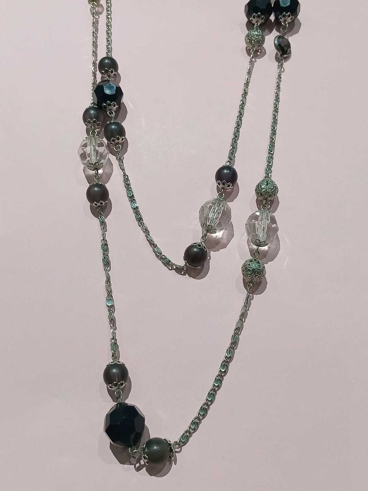Silver And Black Necklace