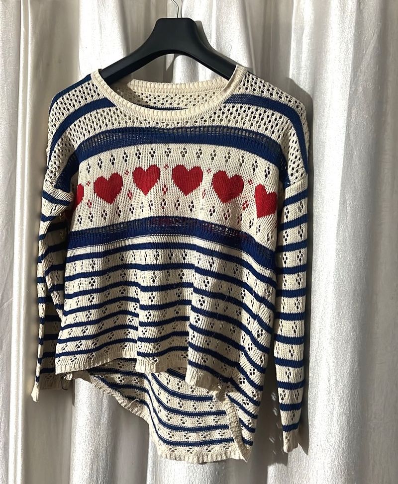 Heart Pattern Knit Sweater