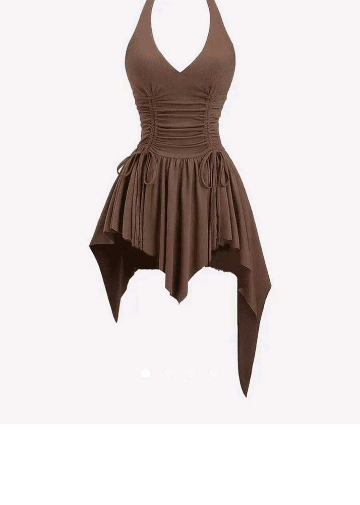 Brown Halter Mini Dress