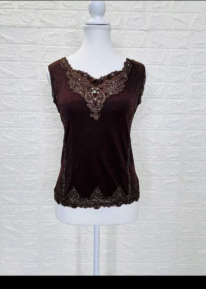 Brown Y2k Lacey Embellished Top Cami &amp; Pinteresty
