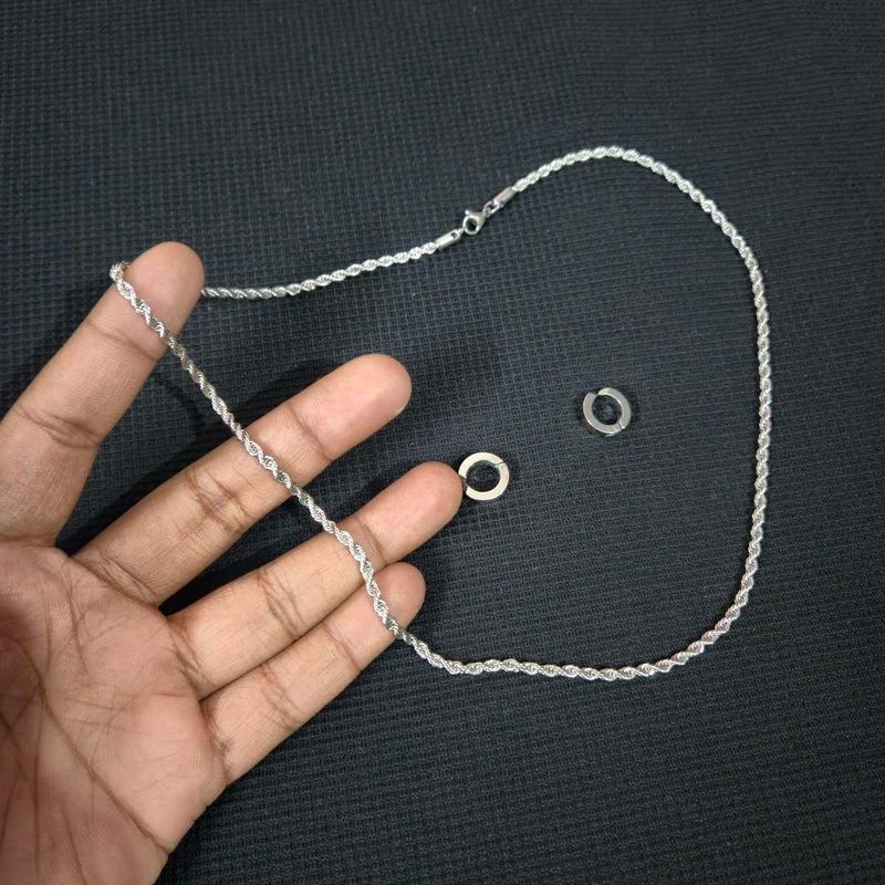 Silver Tone chain &amp; Earrings