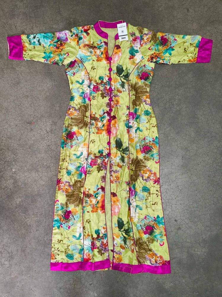 Elegant Floral Long Kurti Gown with Inner