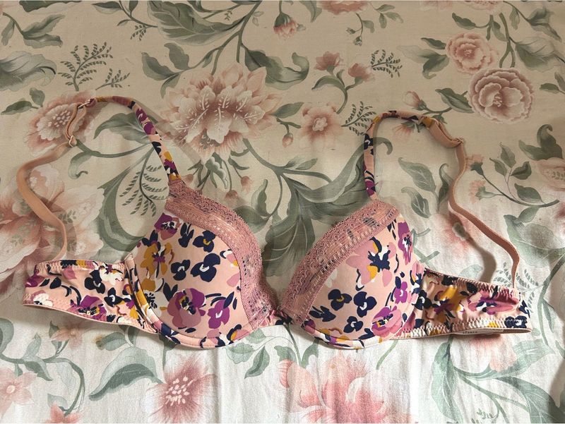 Floral Lace Trim Bra