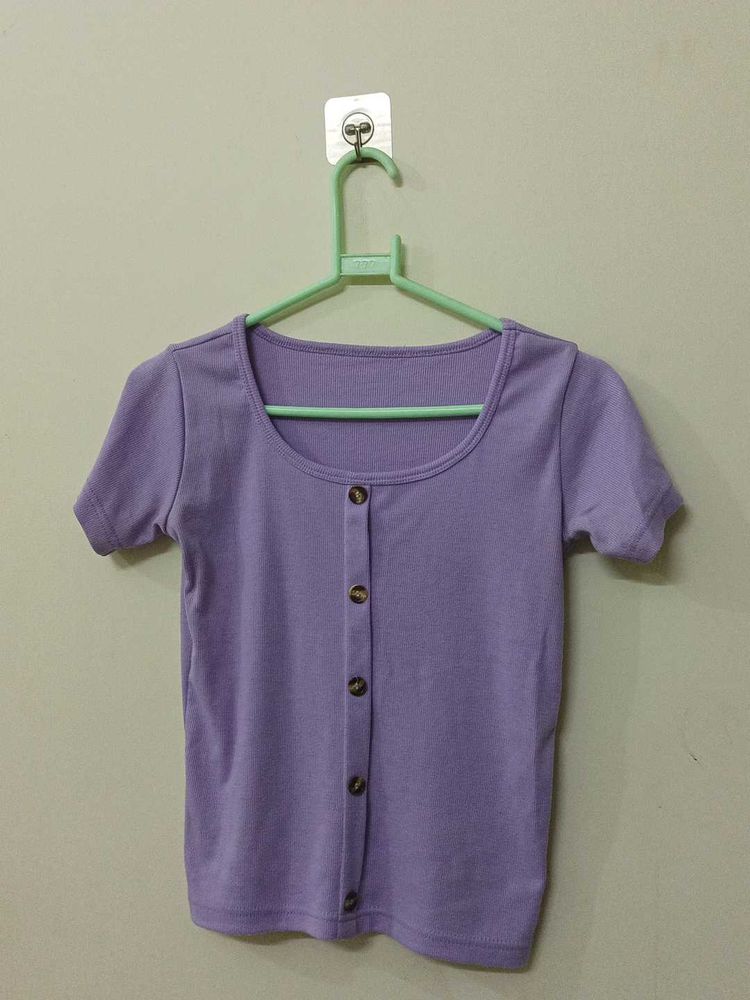 Cute Purple Button-Up Top