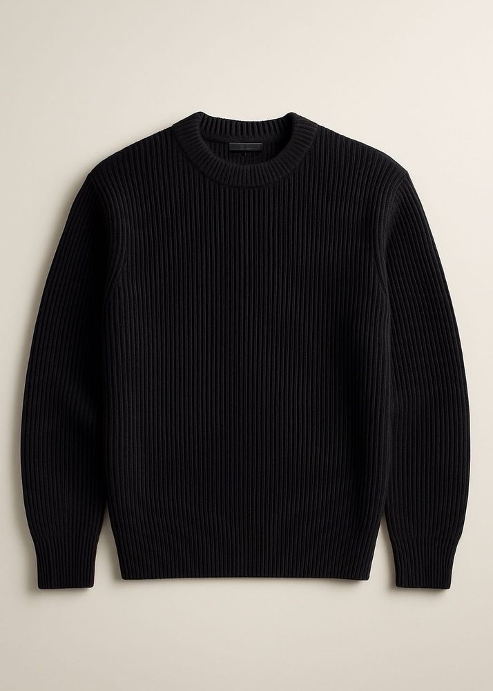 Classic Black Ribbed Knit Sweater