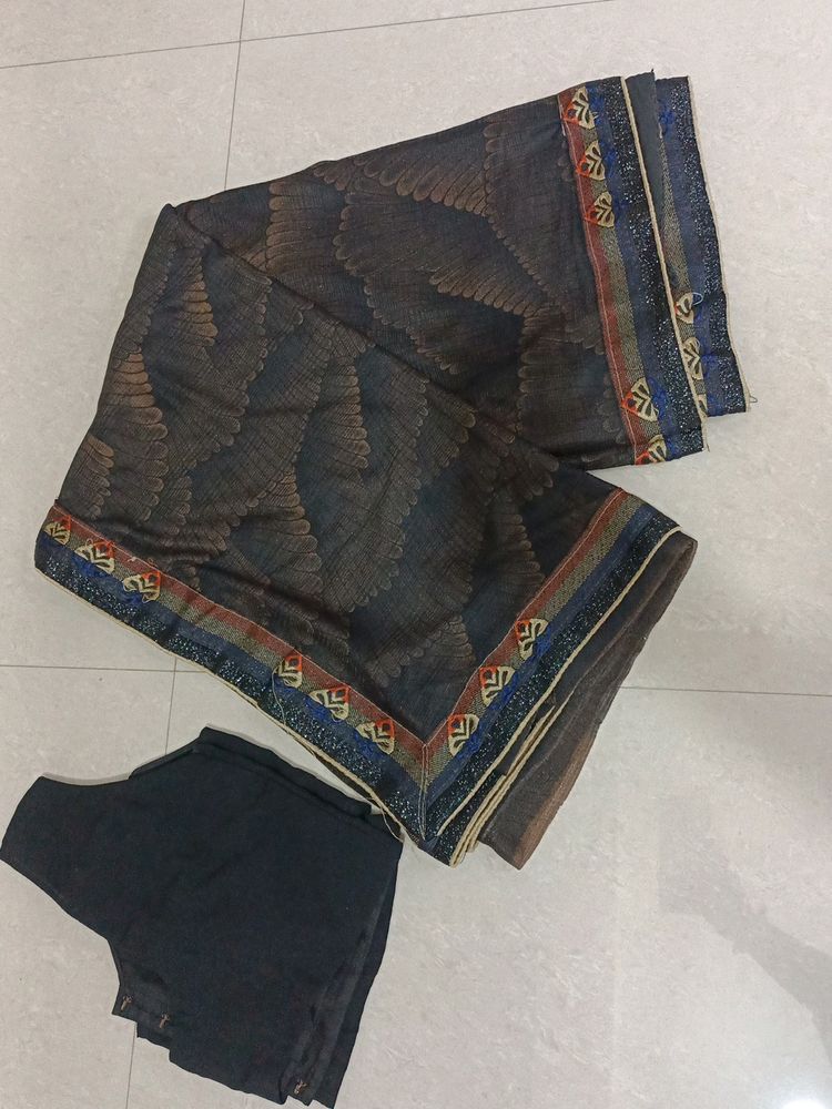 Sari With Sleeveless Blouse
