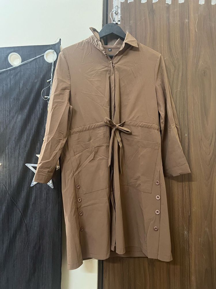 Brown Button-Down Dress