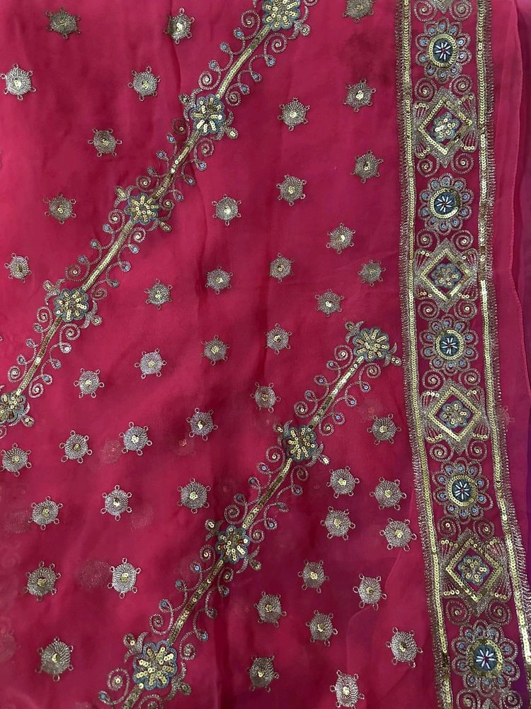 Rani Pink Designer Saree