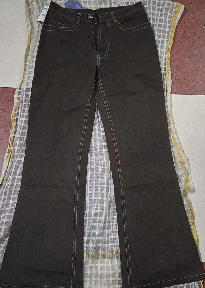 BROWN BOOT CUT JEANS(MID-WAIST):