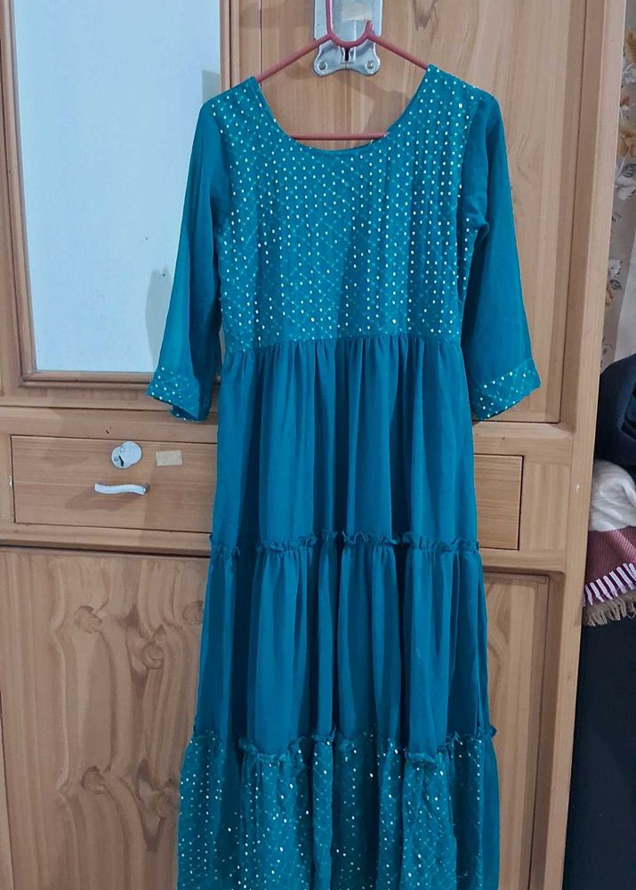Elegant Teal Ethnic Gown