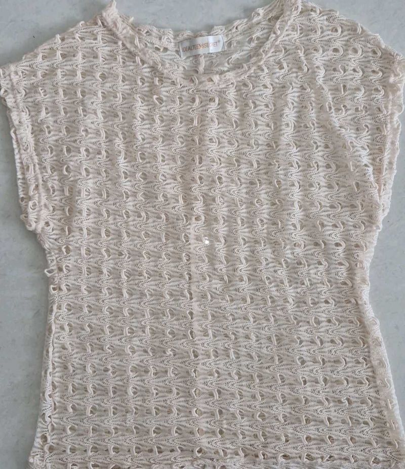 Crochet Cream Knit Top