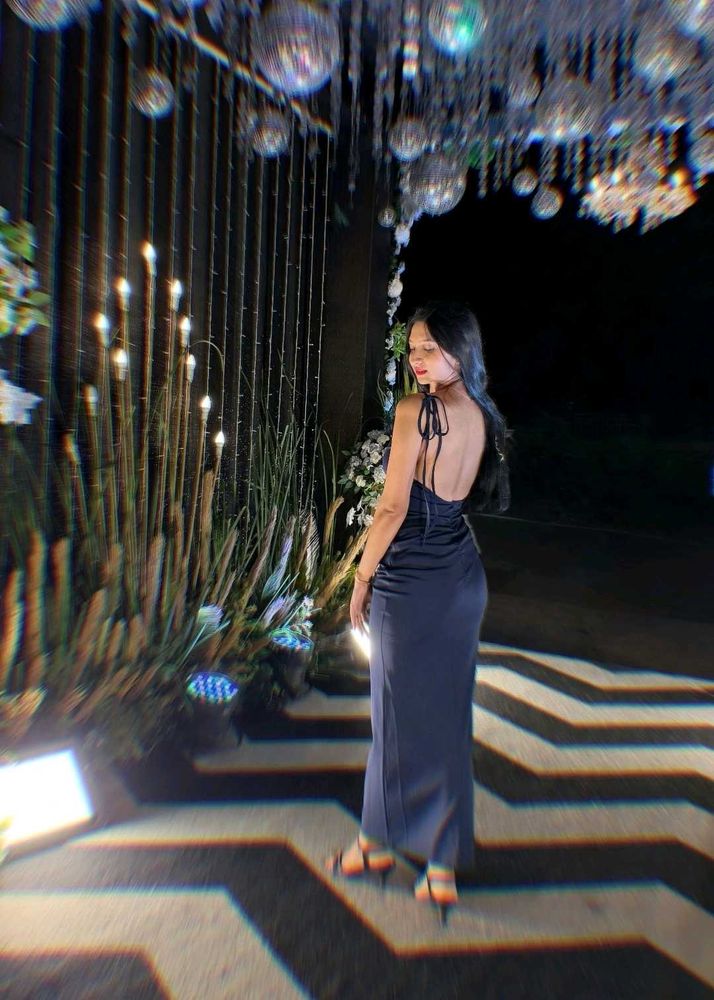 Navy Blue Backless Maxi Dress