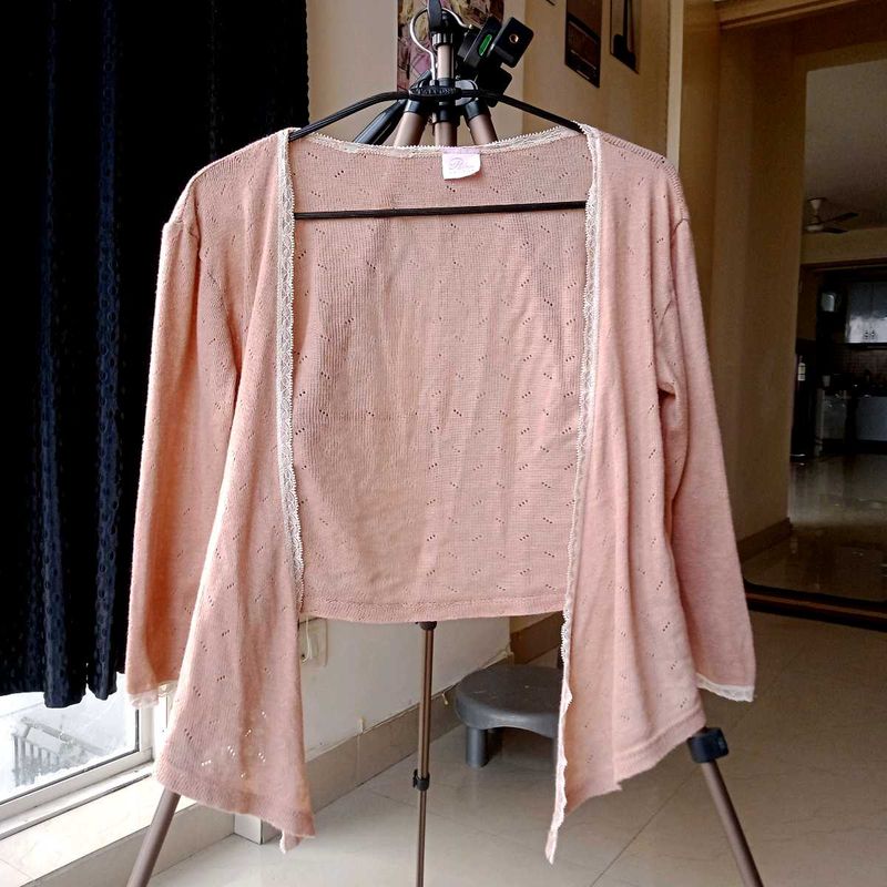 Vintage Crop tie up Nude Peach Top