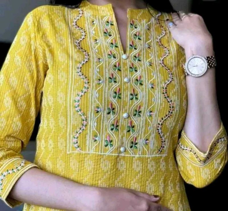 Yellow Embroidered Kurta