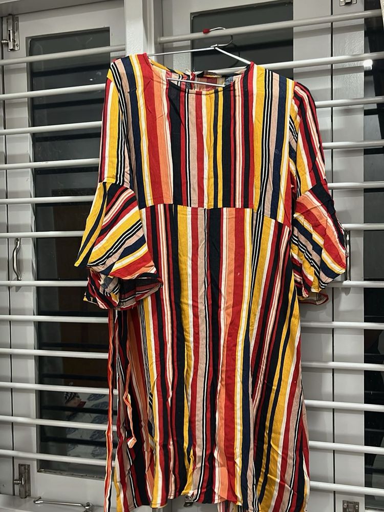 Striped Bell Sleeve Tunic Dress