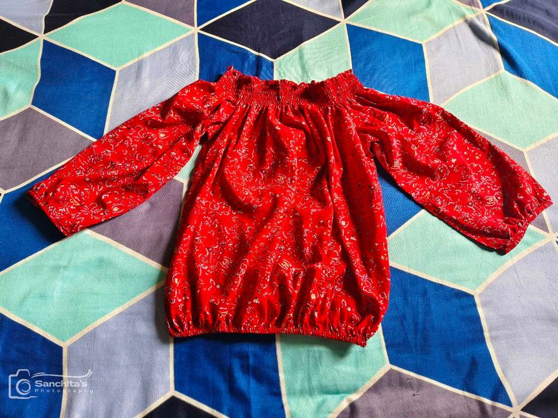 Red Paisley Off-the-Shoulder Top