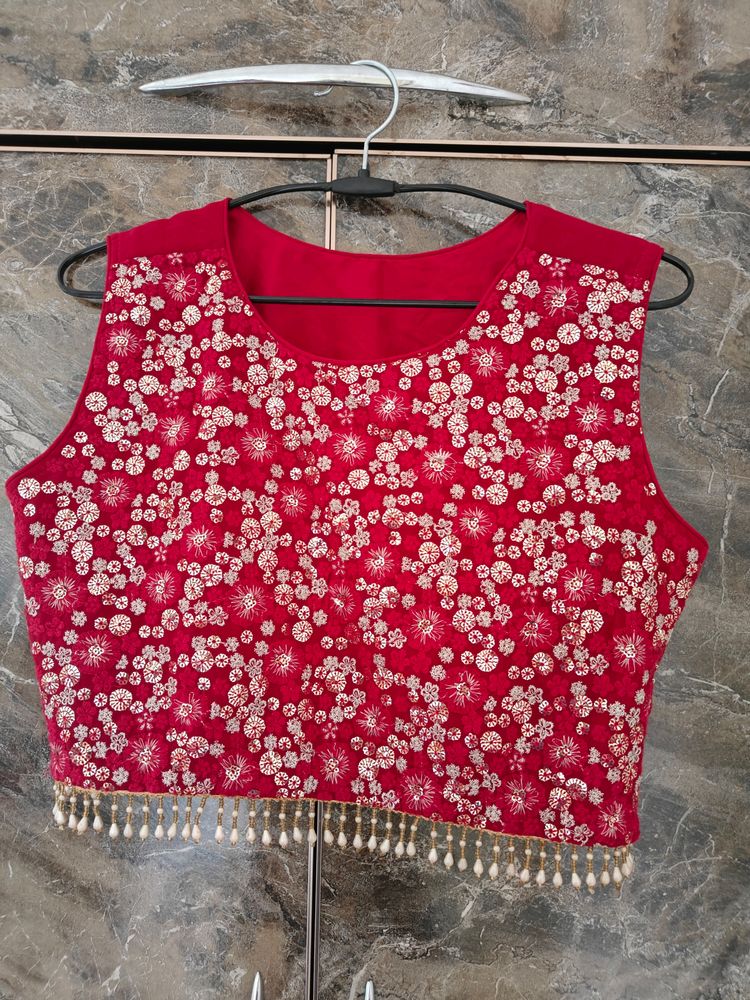 Set Of 3 Crop Top Plazzo With Shrug