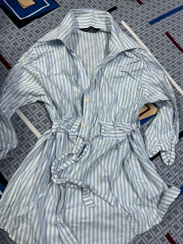 Striped Shirt with tie up waist