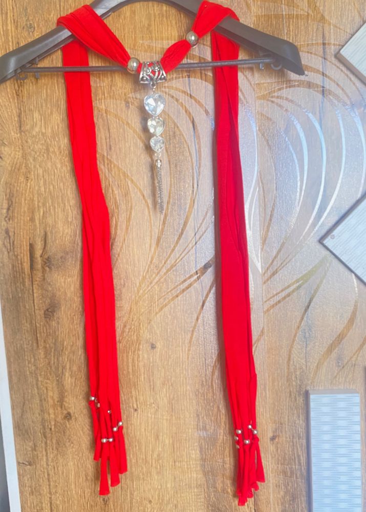 Women Heart Gemstone Scraf/Stole With CharmPendant