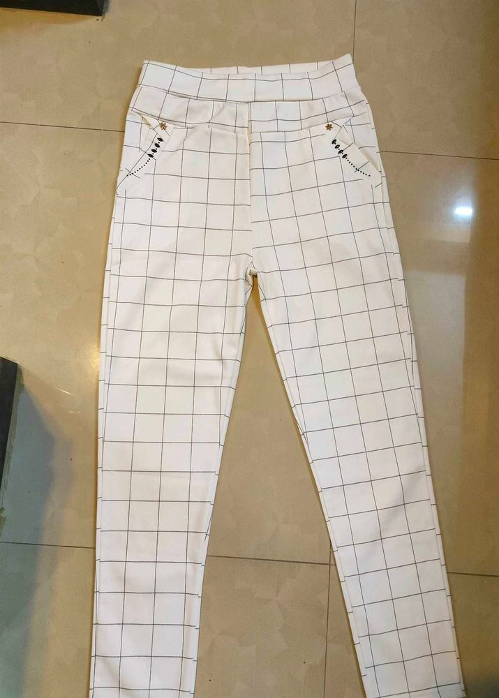 Checkered White Pants