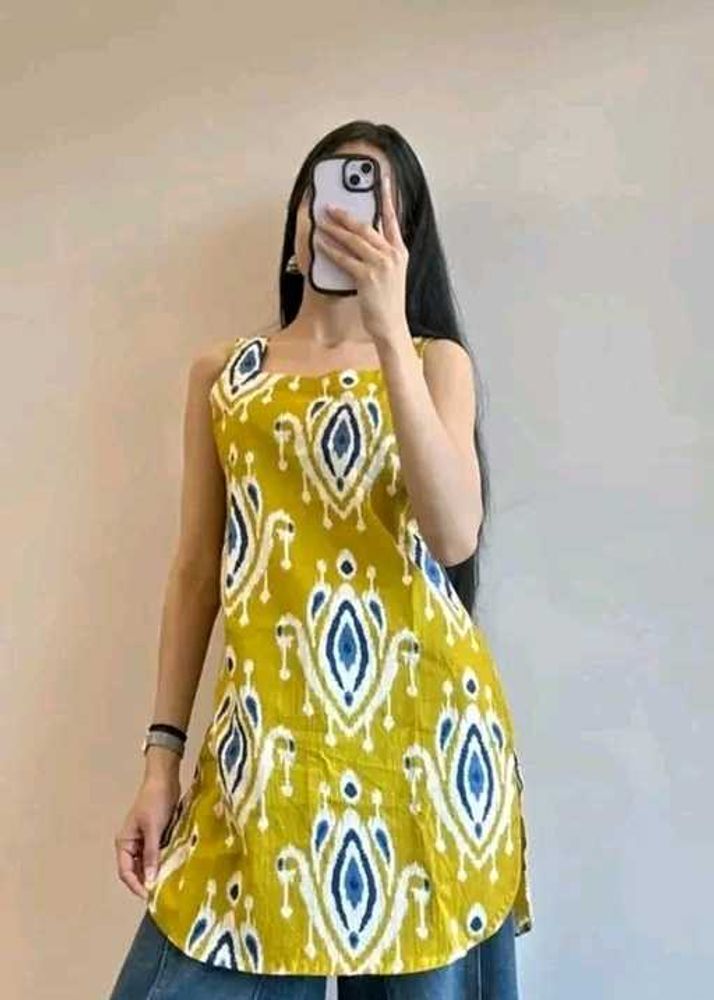 Stylish Yellow Ikat Print Tunic