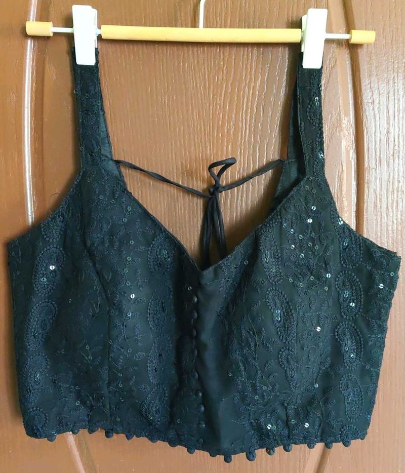 Embroidered Black Blouse
