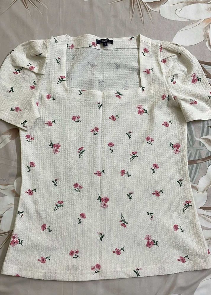 Floral Print Square Neck Top