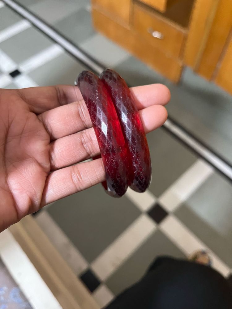 plastic Red Bangles - Set of 2