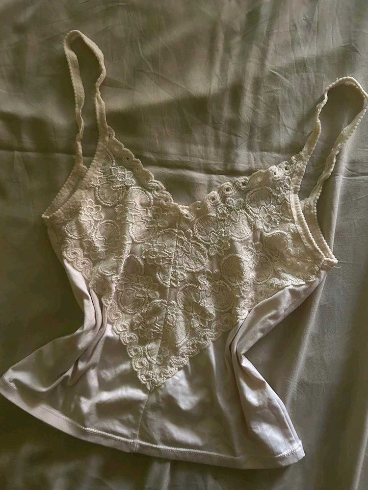 Y2k Vintage White Lace Camisole