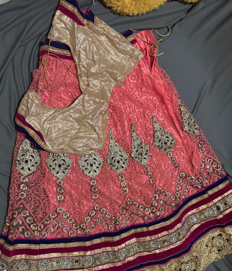 Pink &amp; Gold Embellished Lehenga