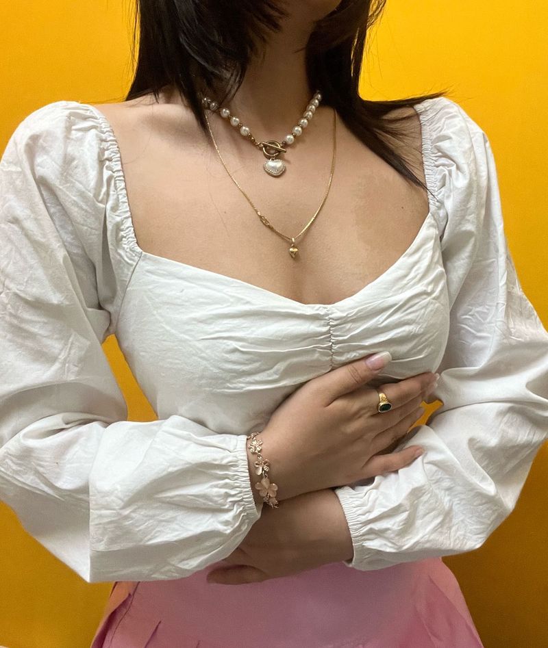 Forever 21 White Cutout Cropped Top