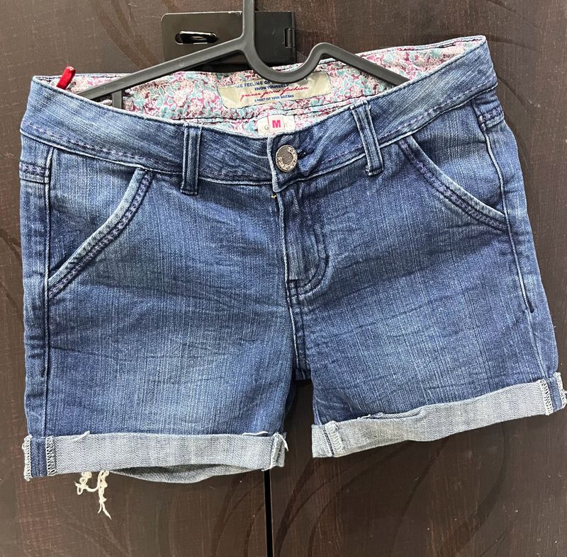 Dark Blue Denim Shorts.