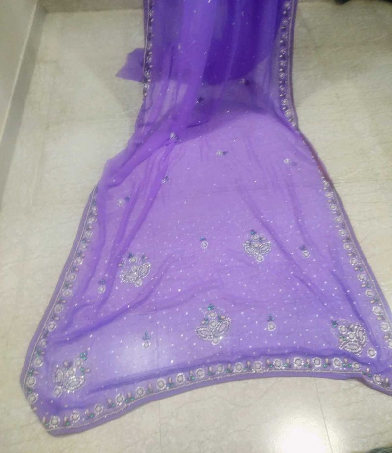 Embroidered Purple Saree