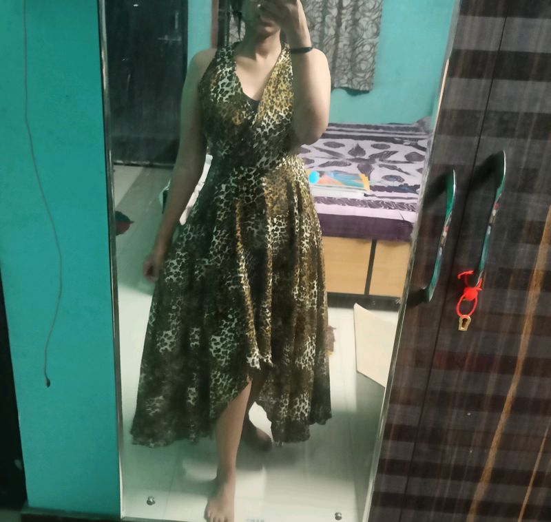 Leopard Print Party Wear Dress